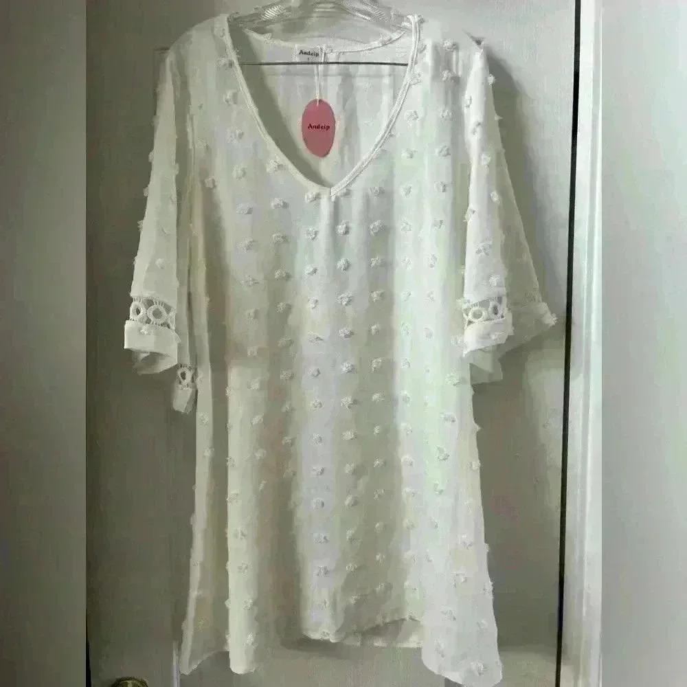 ANDEIP- Beach Coverup- Size‎ Small- off-white